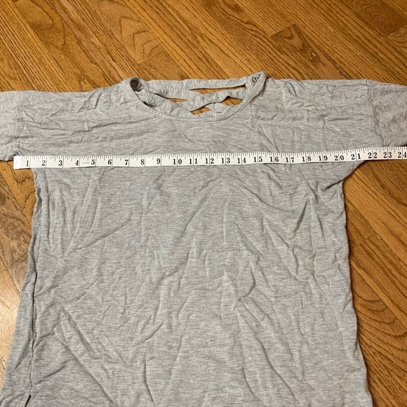 Kersh Grey Lattice Back Tunic Top Long Sleeve Side Slits - Size Large - Picture 7 of 8